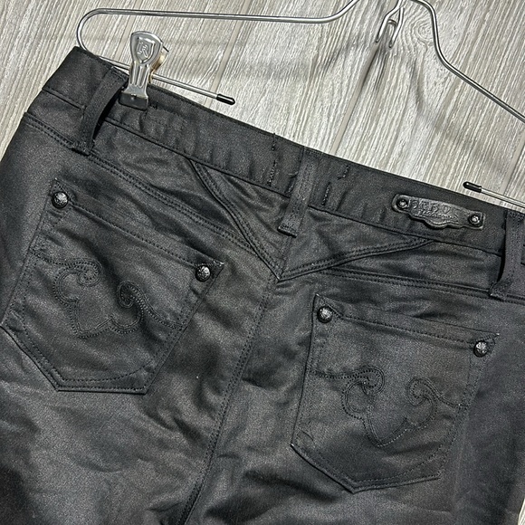 29.25” Waist, Tag Size 4 Rerock For Express Black Coated Jean Legging EUC - Picture 6 of 8